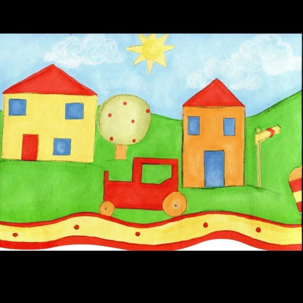 Encore Wallpaper Border 3 Rolls 5 Yards Each KA49044 Prepasted Kids Toy Trains